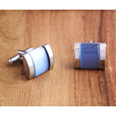 Rectangle Blue Crystal Cufflinks In Box
