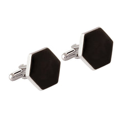 Hexagon Black Cufflinks In Box