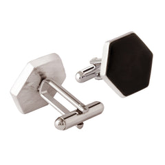 Hexagon Black Cufflinks In Box