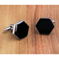 Hexagon Black Cufflinks In Box