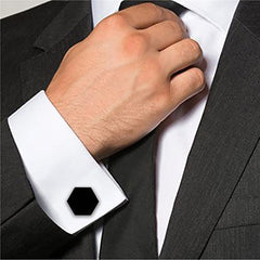 Hexagon Black Cufflinks In Box