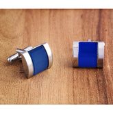 Rectangle Blue Crystal Cufflinks In Box