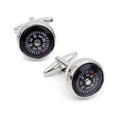 Round Compass White Cufflinks In Box