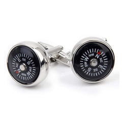 Round Compass White Cufflinks In Box