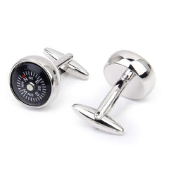 Round Compass White Cufflinks In Box