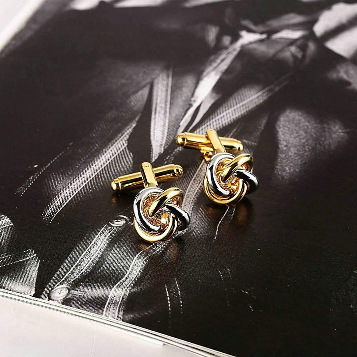 Knot Gold Silver Formal Shirt Cufflinks for Men Branded Gift Box
