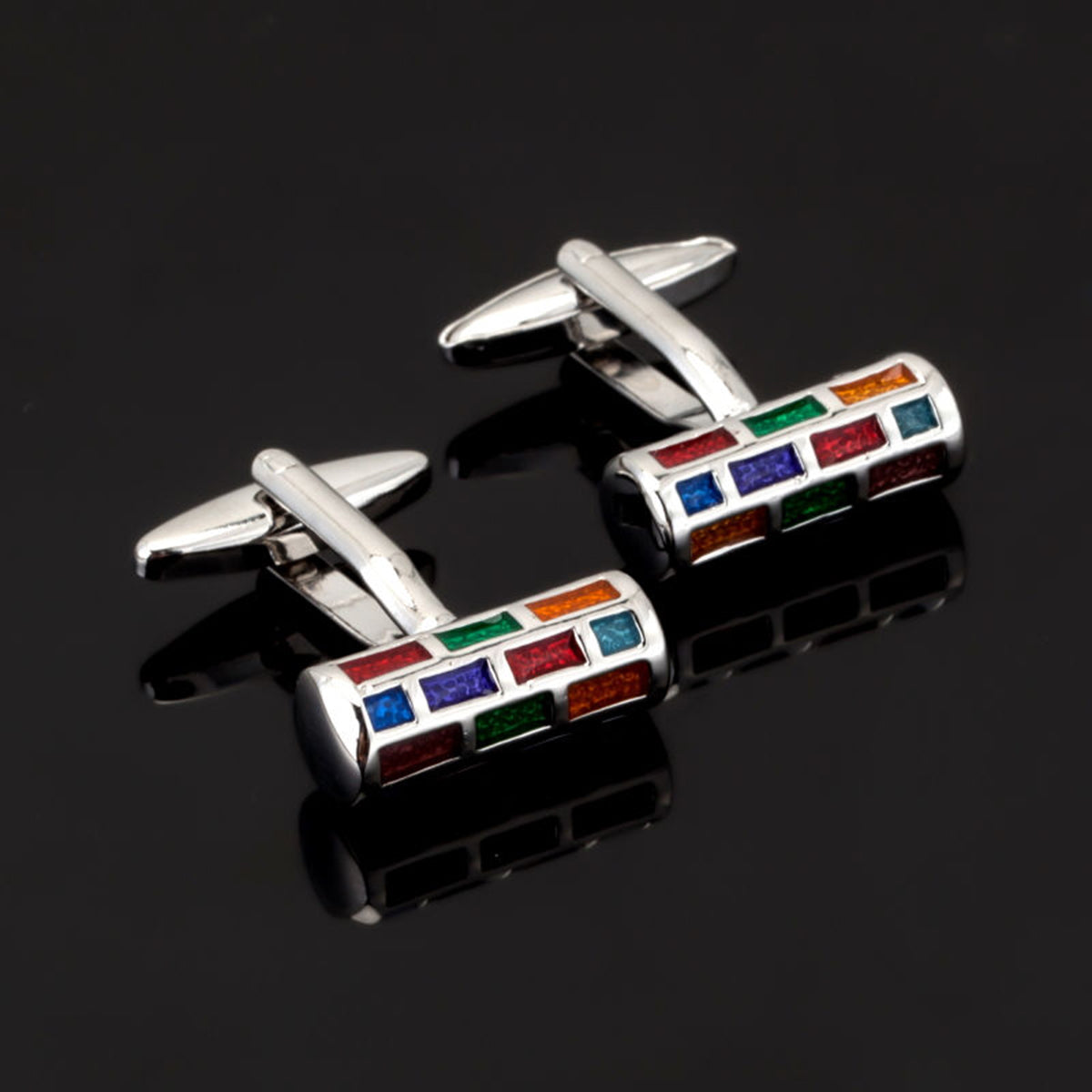 Cylinder Multi Color Cufflinks In Box