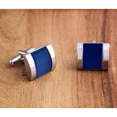 Rectangle Blue Crystal Cufflinks In Box Group2