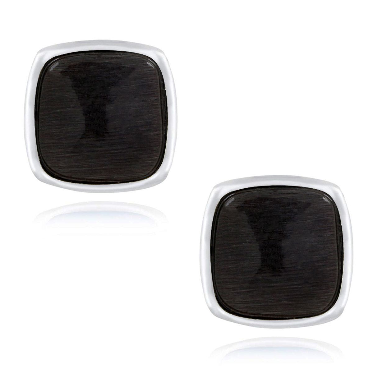 Cushion Black Crystal Cufflinks In Box