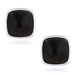 Cushion Black Crystal Cufflinks In Box