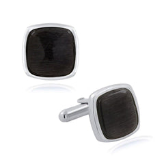 Cushion Black Crystal Cufflinks In Box