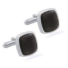 Cushion Black Crystal Cufflinks In Box