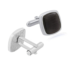 Cushion Black Crystal Cufflinks In Box
