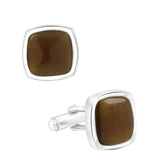 Cushion Brown Crystal Cufflinks In Box