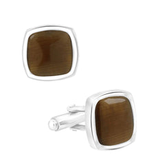 Cushion Brown Crystal Cufflinks In Box