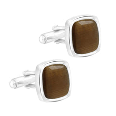 Cushion Brown Crystal Cufflinks In Box