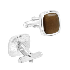 Cushion Brown Crystal Cufflinks In Box