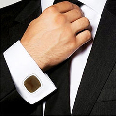 Cushion Brown Crystal Cufflinks In Box