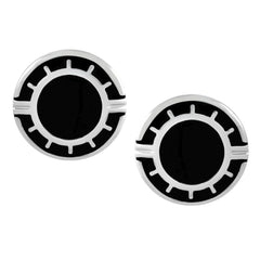Round Black Formal Shirt Cufflinks for Men Branded Gift Box