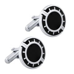 Round Black Cufflinks In Box