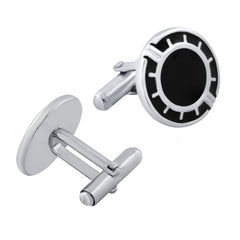 Round Black Cufflinks In Box