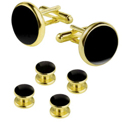 Gold Black Kurta Button Tuxedo Cufflinks In Box Group2