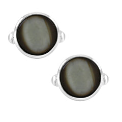 Round Black Crystal Cufflinks In Box
