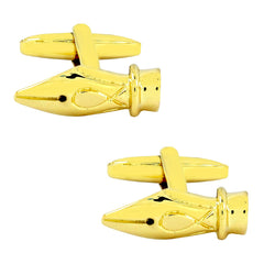 Golden Fountain Pen Cufflinks In Box