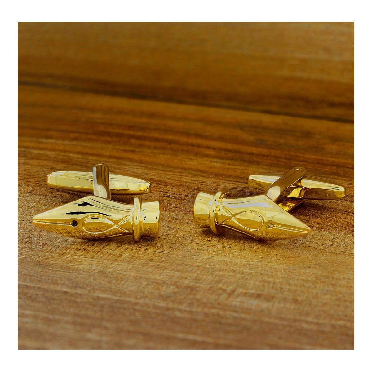 Golden Fountain Pen Cufflinks In Box