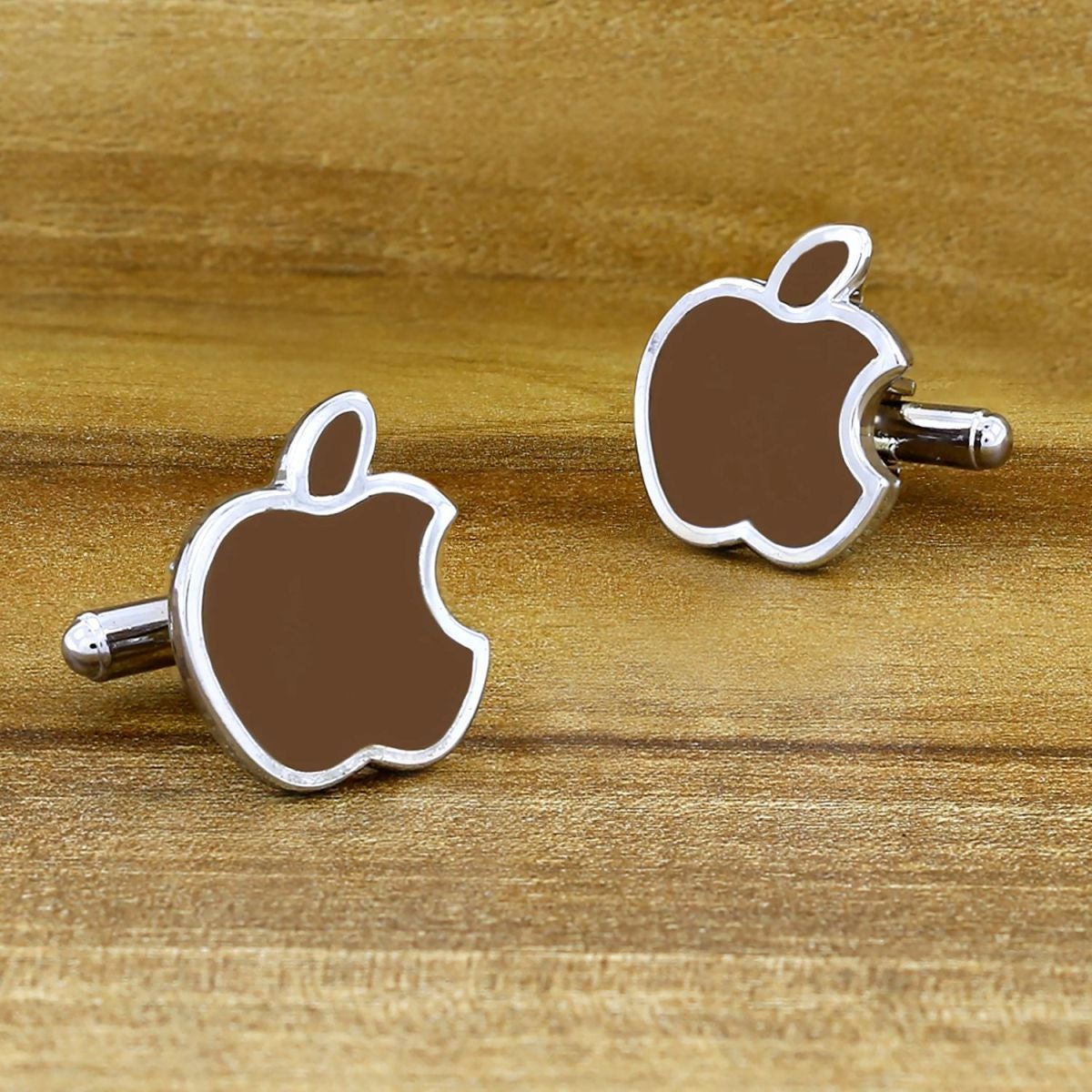Brown Apple Cufflinks In Box