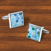 Blue Mother Of Pearl Cufflinks In Box