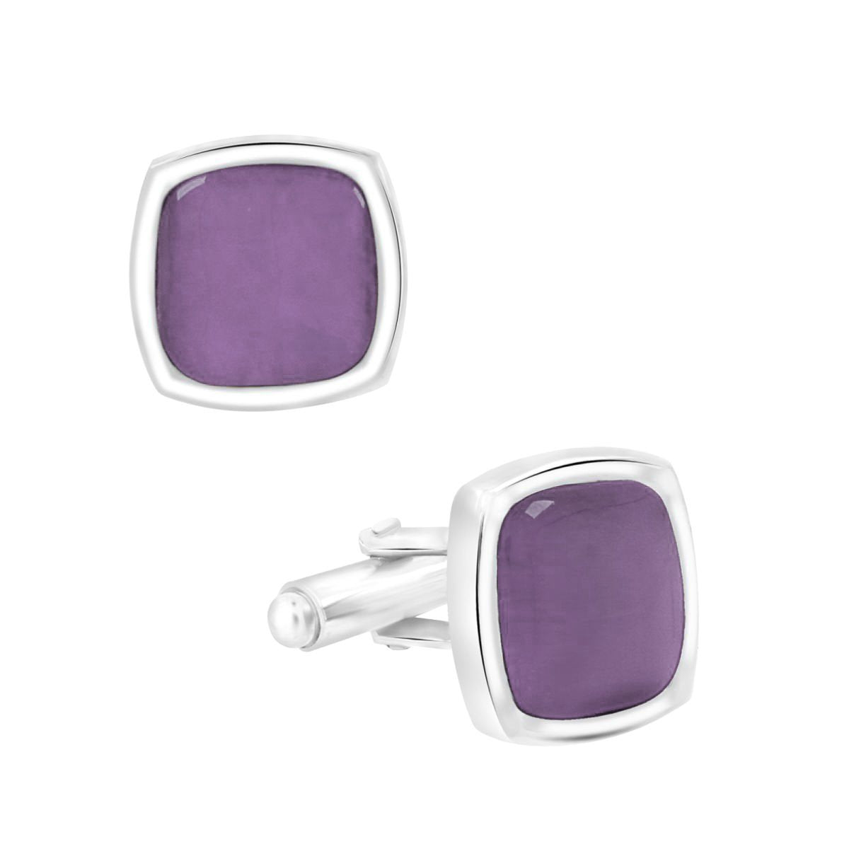 Formal Purple Silver Rhodium Office Formal Shirt Blazer Cufflink Pair Men Gift Box