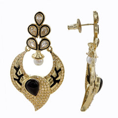 Kundan Polki Black Meenakari Pearl Earring For Women