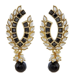 Black Baguette Pearl Gold Plated Traditional Designer Earring Women