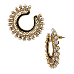 Chaand Filigree Black Meenakari Pearl Bali Earring For Women