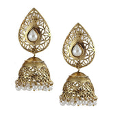 Filigree Gold Plated Pearl Jhumki Earring For Women