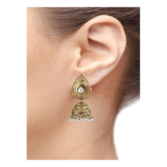 Filigree Gold Plated Pearl Jhumki Earring For Women
