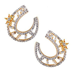 Crescent Flower American Diamond Baguette Earring For Women