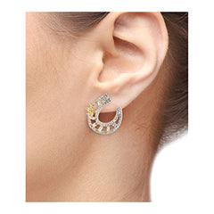Crescent Flower American Diamond Baguette Earring For Women