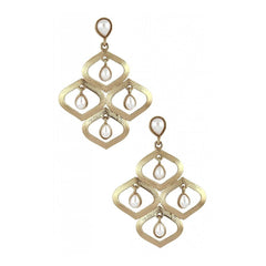 Antique Gold Plated Pearl Dangling Earring For Women