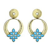 Turkish Flower Antique Gold Plated Turqoise Earring For Women