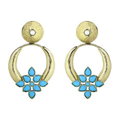 Turkish Flower Antique Gold Plated Turqoise Earring For Women