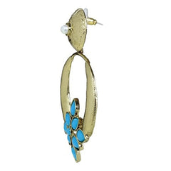 Turkish Flower Antique Gold Plated Turqoise Earring For Women