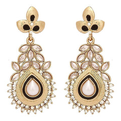 Marquise Meenakari Gold Plated Cz Dangling Earring For Women