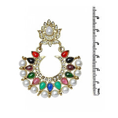 Festive Navratna Chaand Pearl Chaand Bali Earring For Women