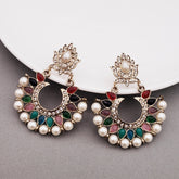Festive Navratna Chaand Pearl Chaand Bali Earring For Women