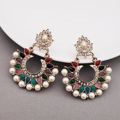 Festive Navratna Chaand Pearl Chaand Bali Earring For Women