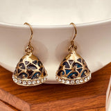 Design 18K Gold Black American Diamond Filigree Jhumki Earring
