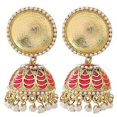 Antique Meenakari Gold Plated Rani Pink Jhumki Earring For Women
