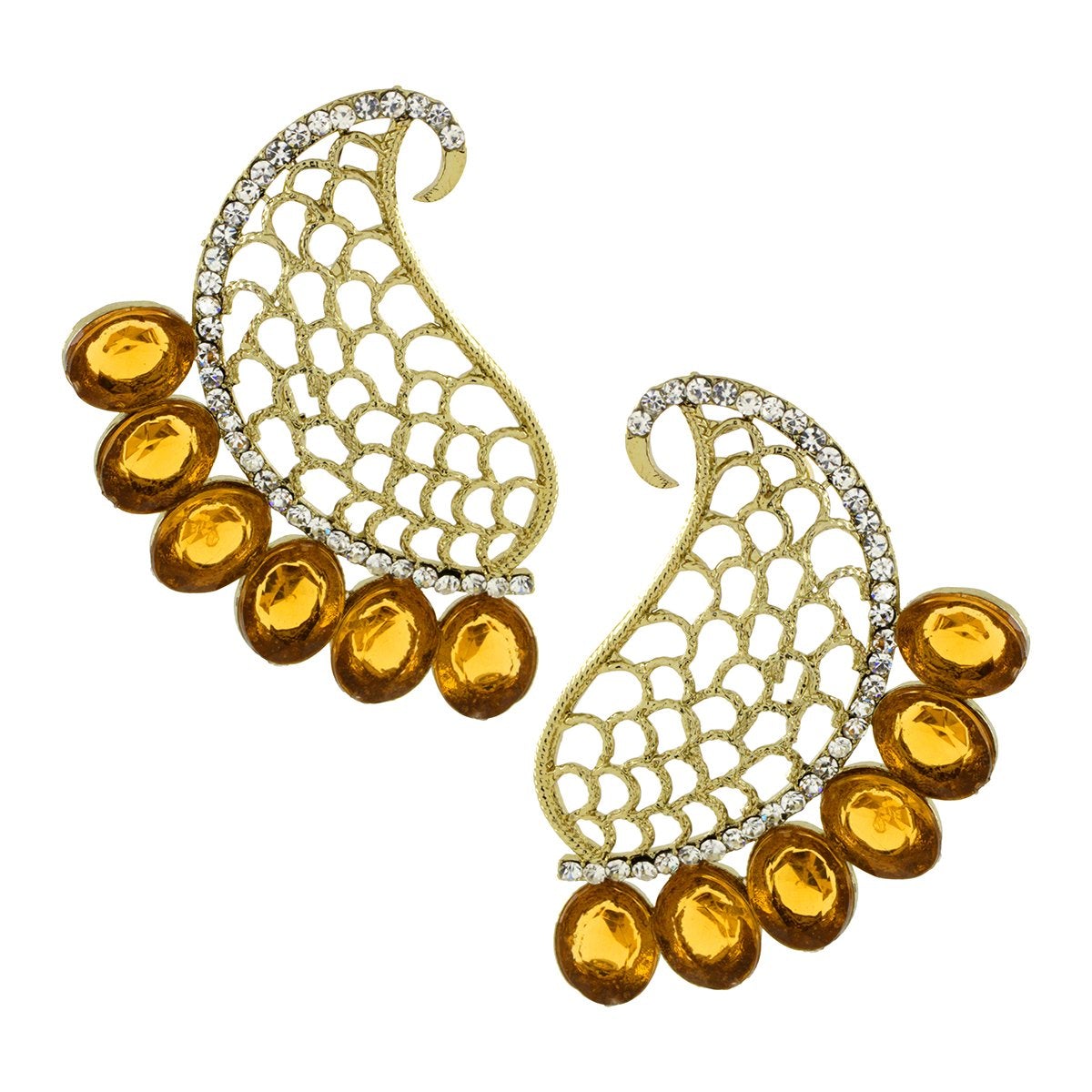 Designer Paisley Antique Rhodium Plated Brwon Earring For Women